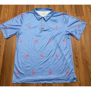 Obnoxious Golf Polo Shirt Mens XL The Flamingo Performance Stretch Blue